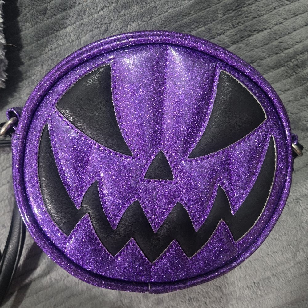 Love Pain and Stitches Purple Glitter Baby Crossbody Bag Purse